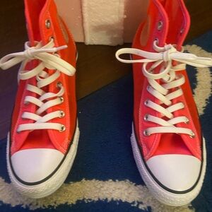 Neon Pink High-Top Sneakers